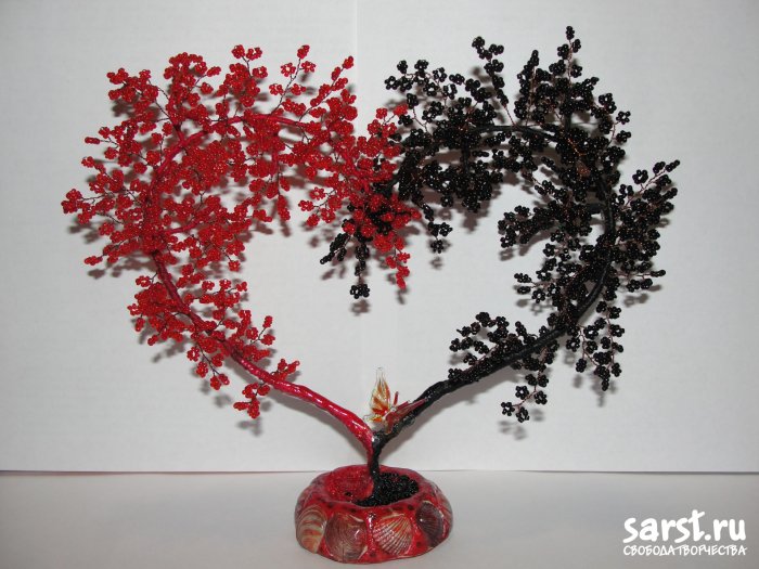 Дерево сердце из бисера