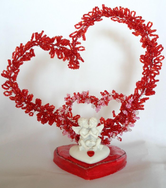 Свадебное сердце из бисера