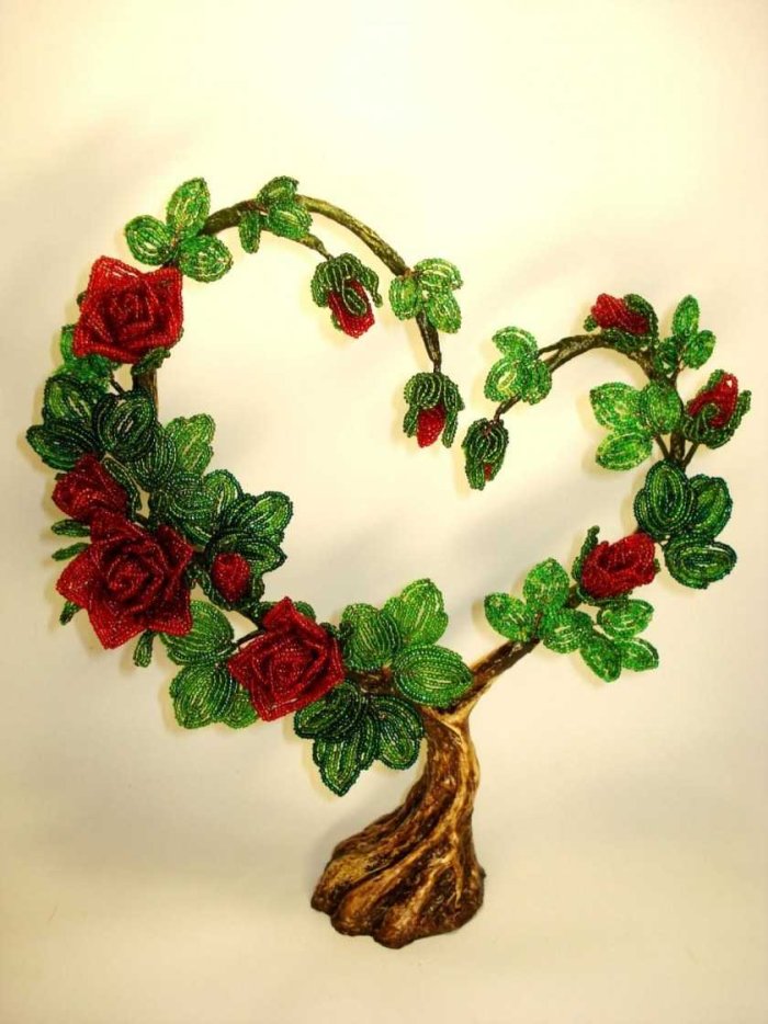 Дерево сердце из бисера мастер класс
