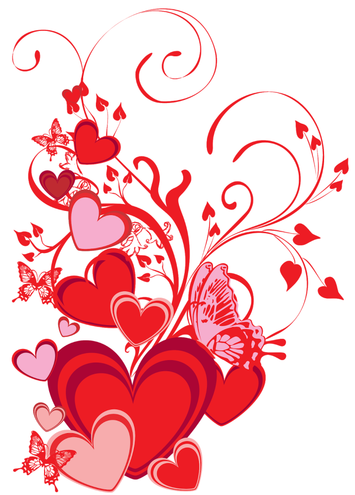 Сердечки на прозрачном фоне