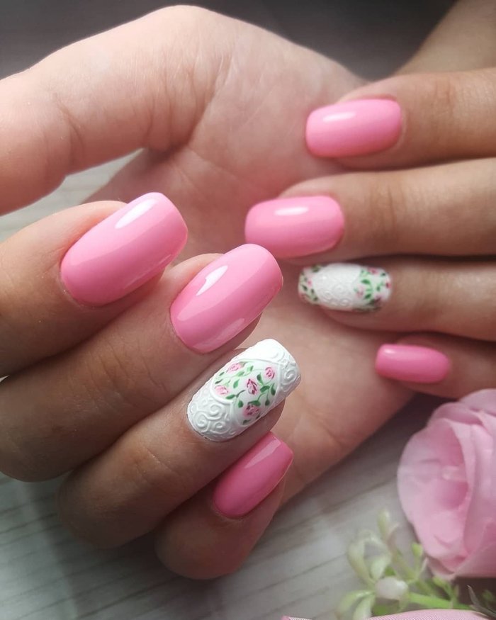 Красивый розовый маникюр фото самый шикарный