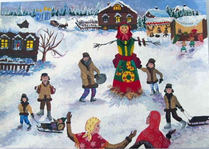 Масленица гуляния рисунки