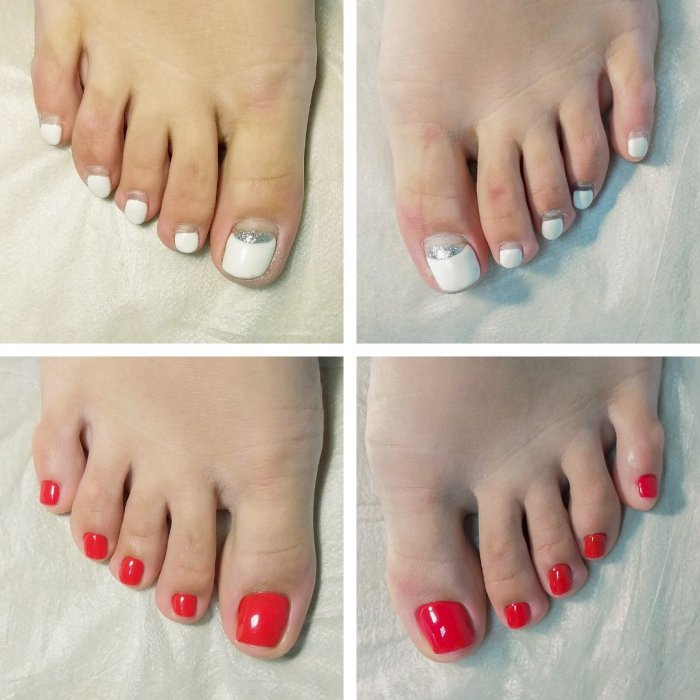 Ногти до и после педикюра
