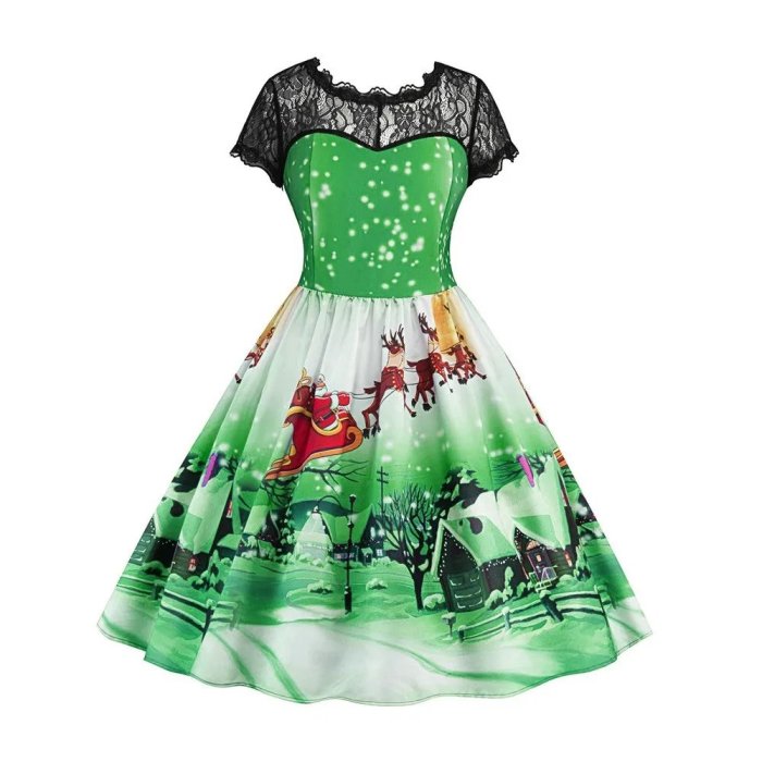 Платье с новогодним принтом