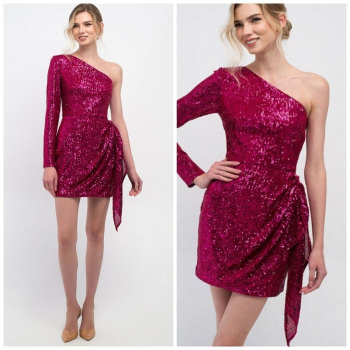 Розовое платье с пайетками