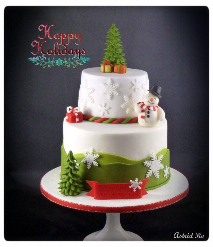 Двухъярусный торт на новый год