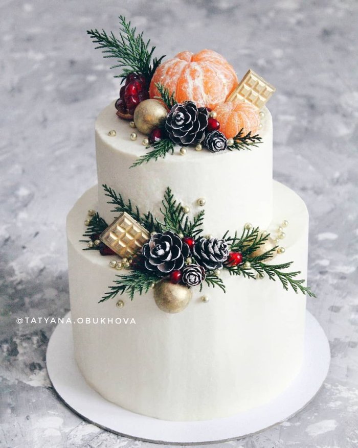 Украшение торта на новый год