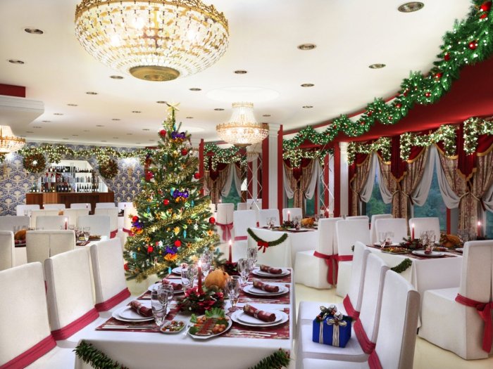 Украшение ресторана на новый год