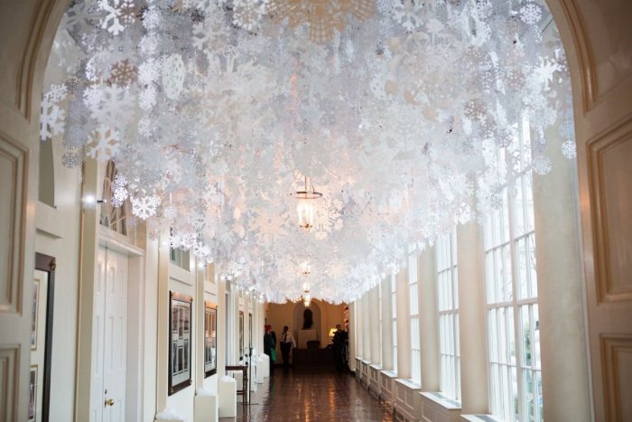 Украсить потолок на новый год