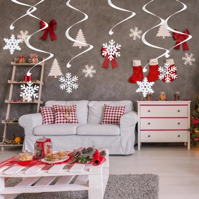 Декор потолка на новый год