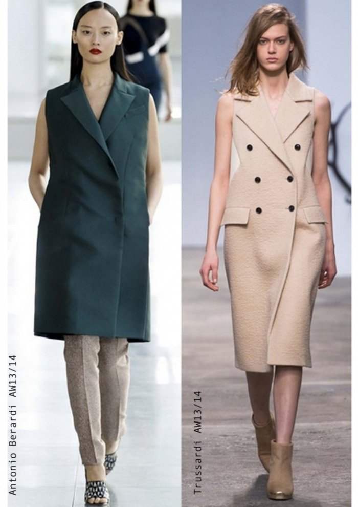 Длинный жилет без рукавов подиум