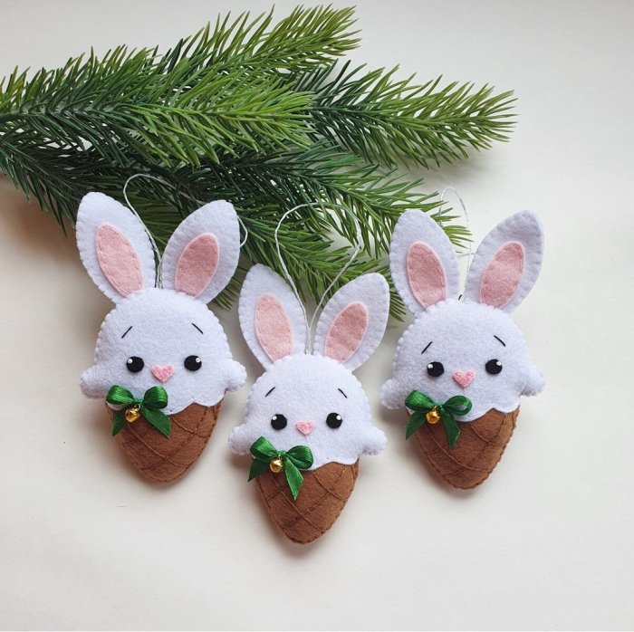 Новогодняя игрушка кролик своими руками на елку