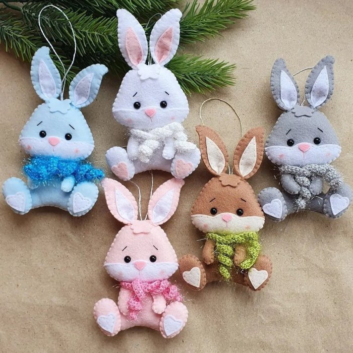 Елочная игрушка кролик своими руками