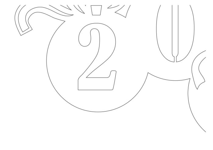 Вытынанки буквы с новым годом в шариках