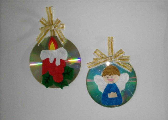 Поделки к Рождеству из дисков своими