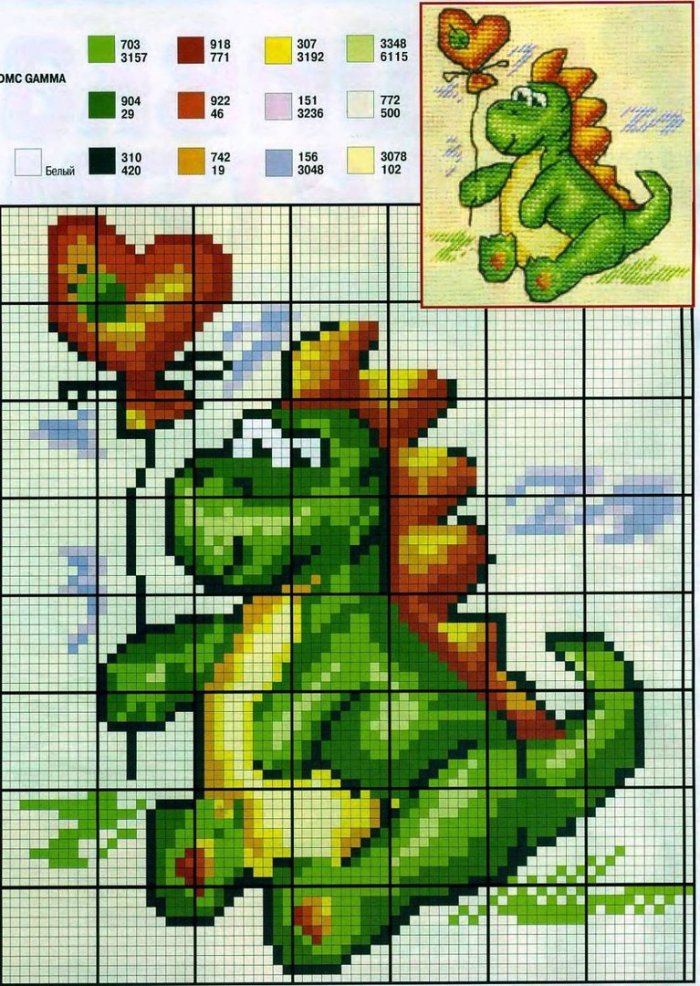 Дракончик вышивка