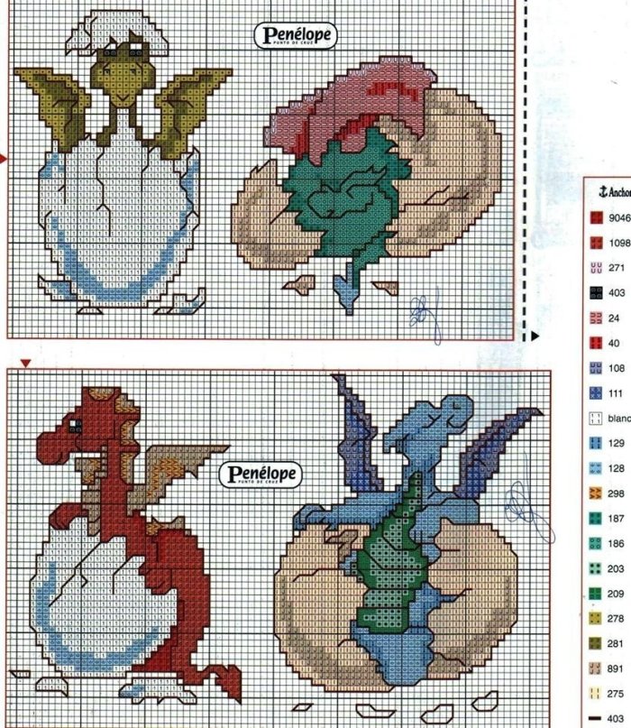 Вышивка крестом дракончики схемы