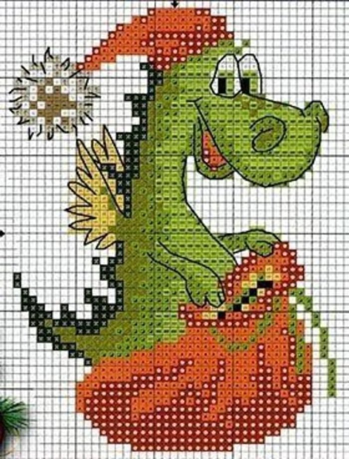 Дракончик вышивка