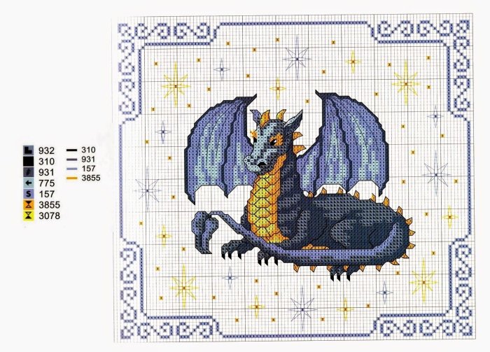 Вышивка крестом дракончик