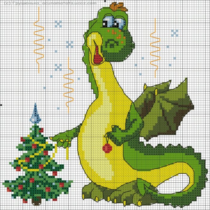 Дракончик вышивка