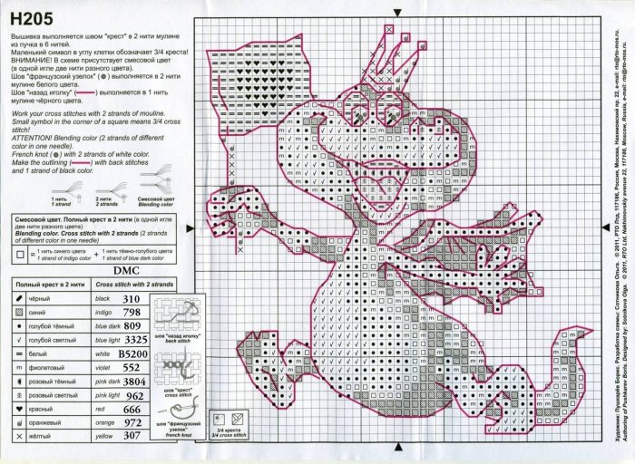 Схема вышивки дракончик