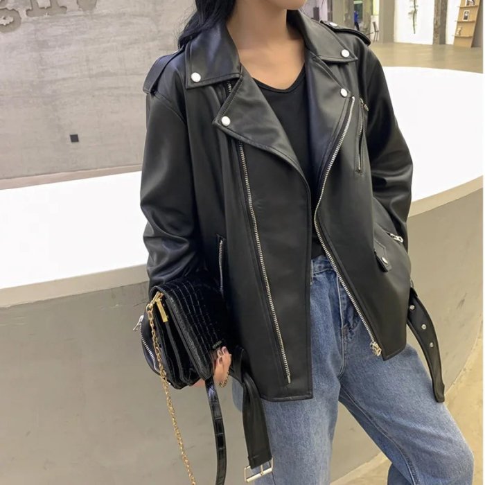 Кожаная куртка оверсайз женская Zara