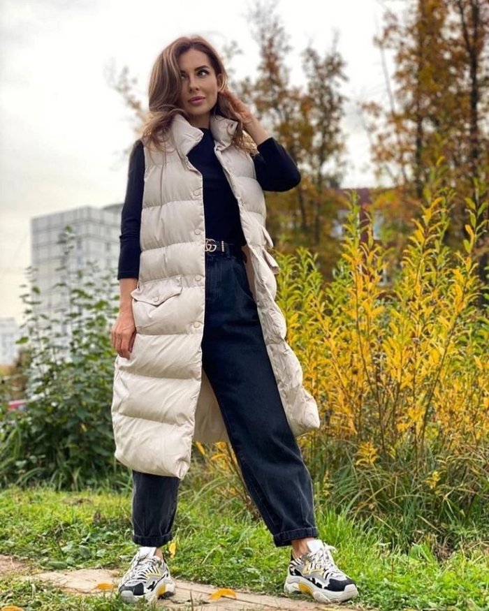 Удлиненный теплый жилет