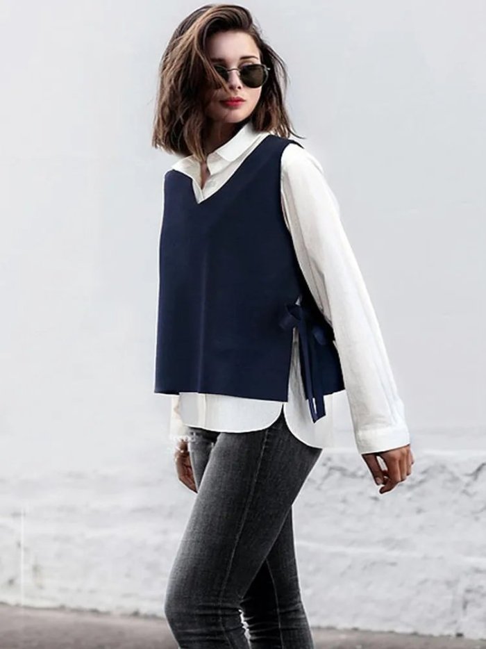 Жилет оверсайз с v образным вырезом