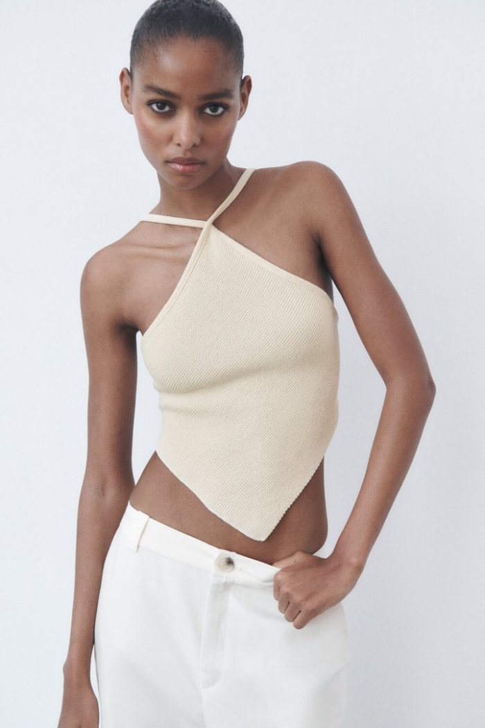 Блузка с открытой спиной экрю