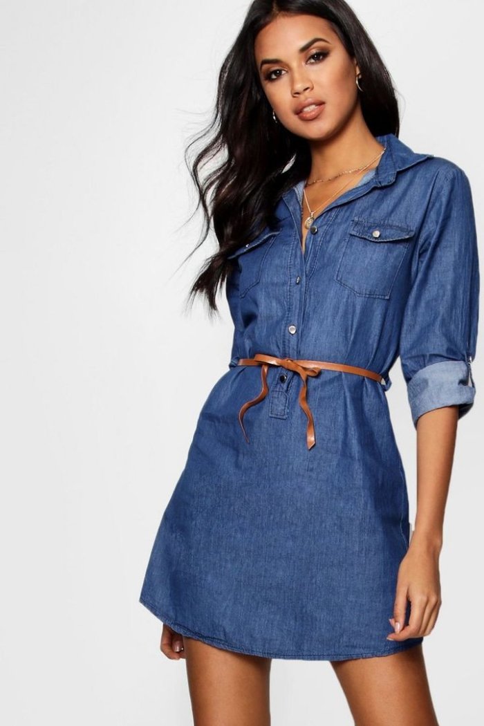 Джинсовое платье рубашка