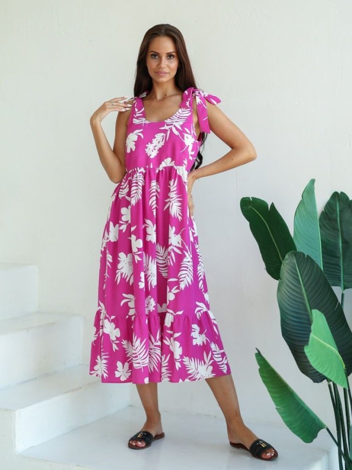 Летний сарафан на широких бретелях