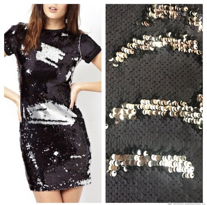 Черное платье с пайетками