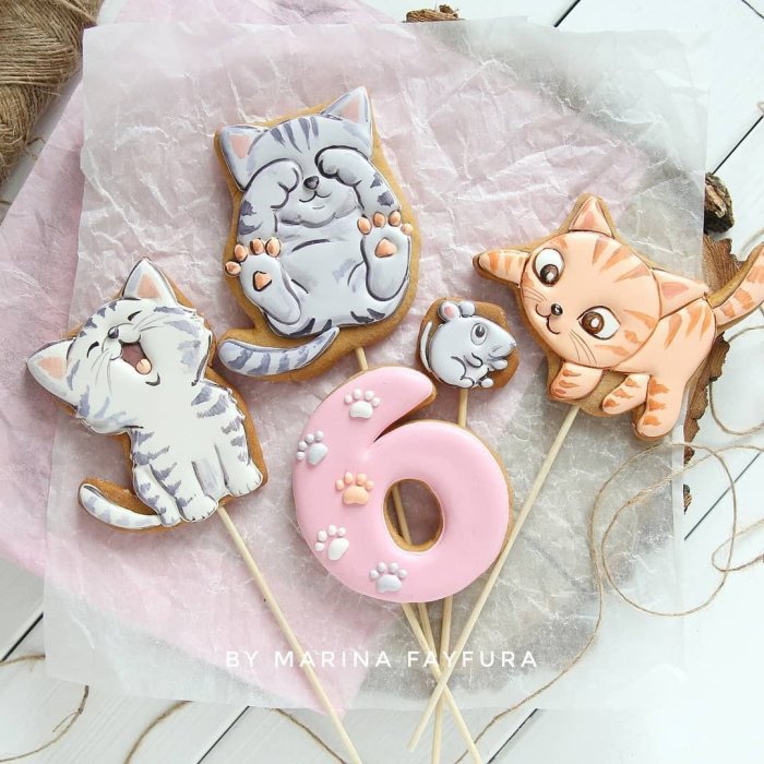 Пряничный котик на торт