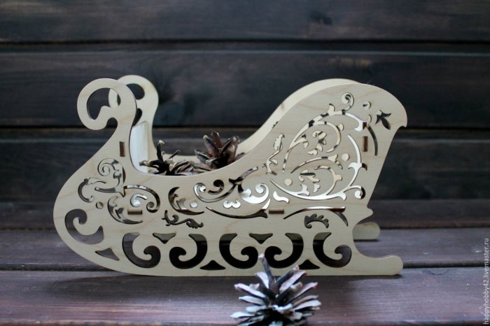 Новогодние сани из фанеры