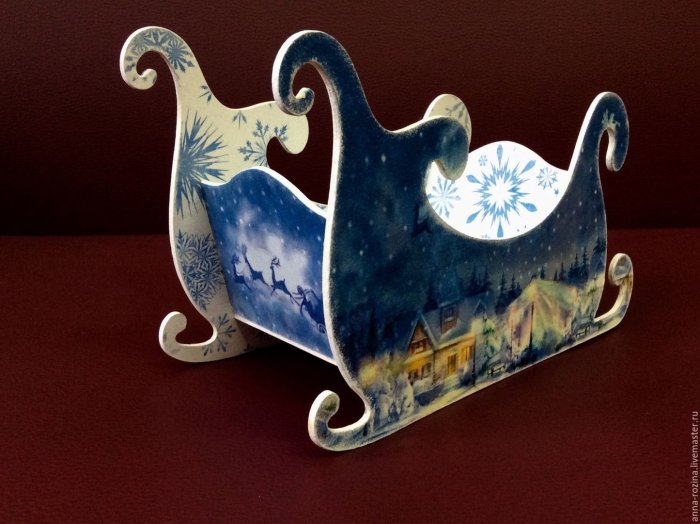 Конфетница санки Деда Мороза