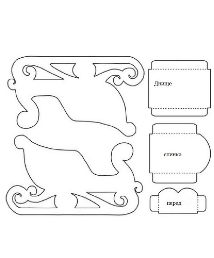 Чертеж саней Деда Мороза из картона