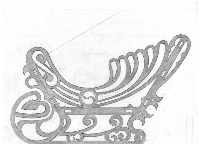 Санки резные трафарет