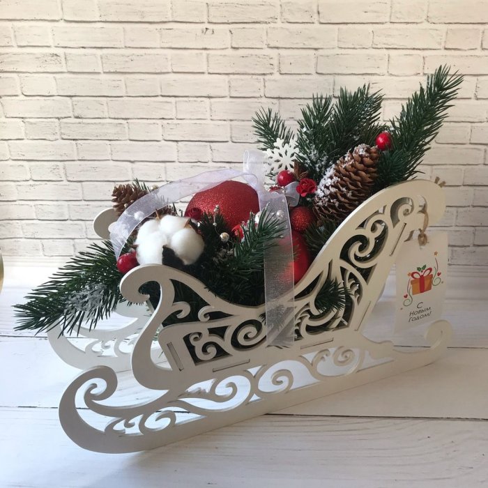Новогодние сани декор