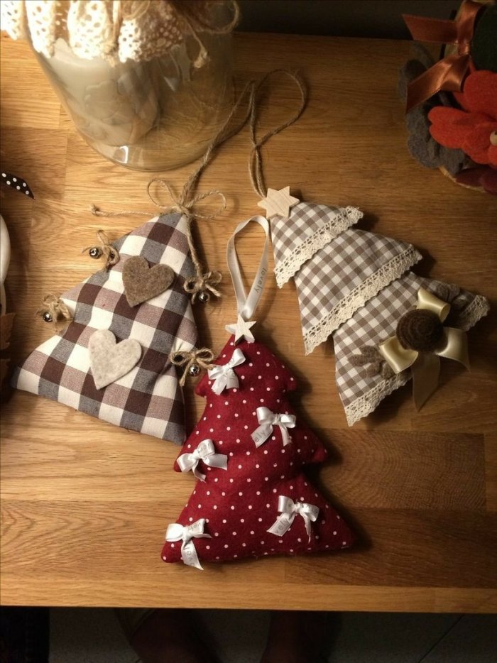 Игрушки для ёлки из текстиля