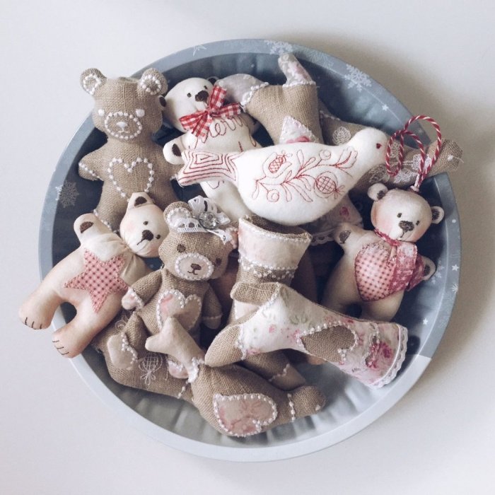 Текстильные елочные игрушки