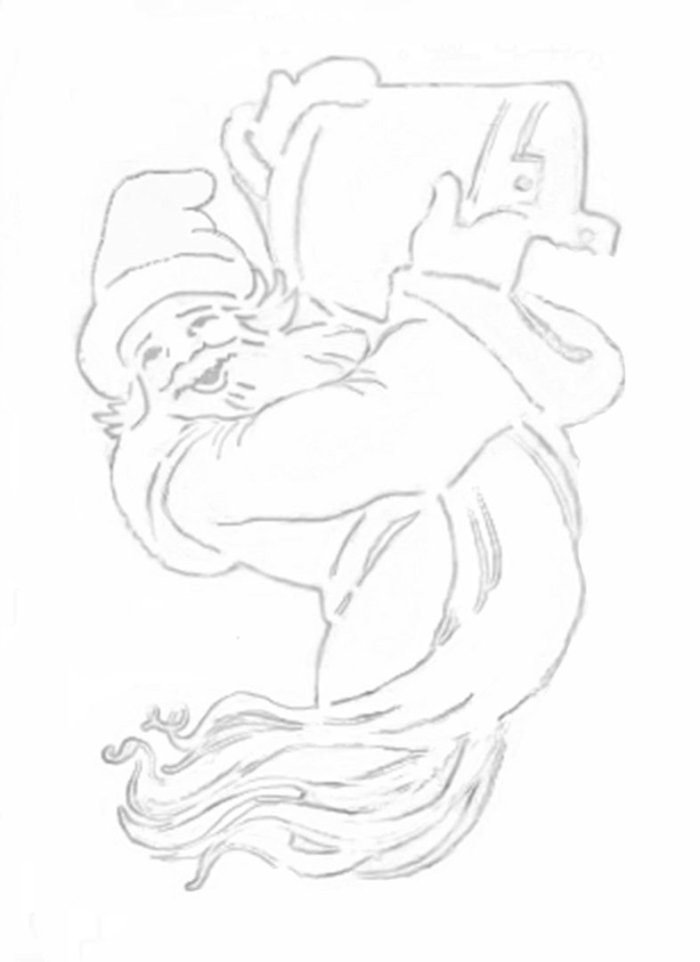 Дед Мороз с ведром вытынанка