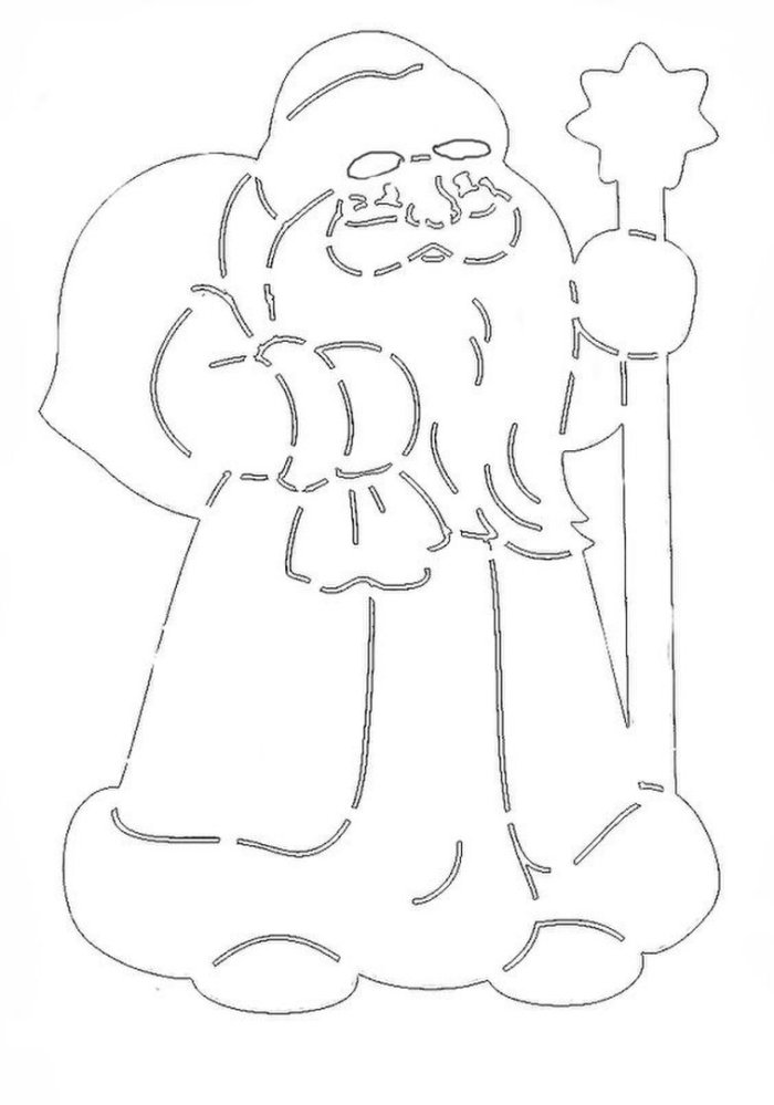 Трафарет Деда Мороза на окно