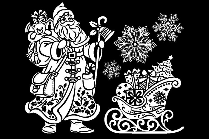 Трафарет Деда Мороза для вырезания