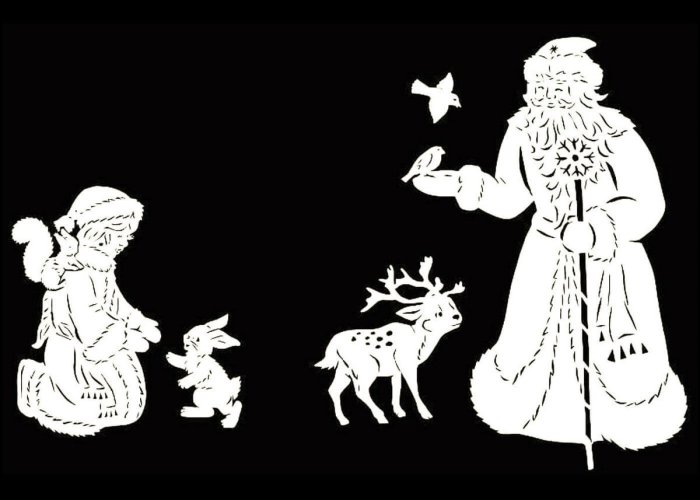 Вытынанки дед Мороз и Снегурочка