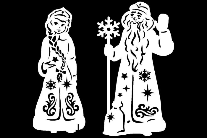 Трафарет Снегурочки на окно