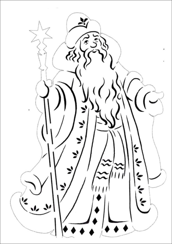 Трафарет Деда Мороза на окно