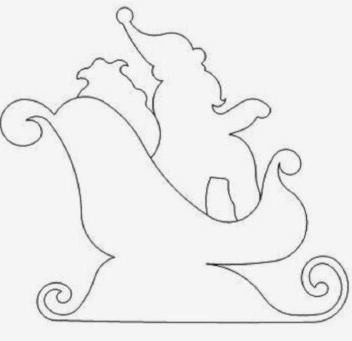 Сани Деда Мороза трафарет