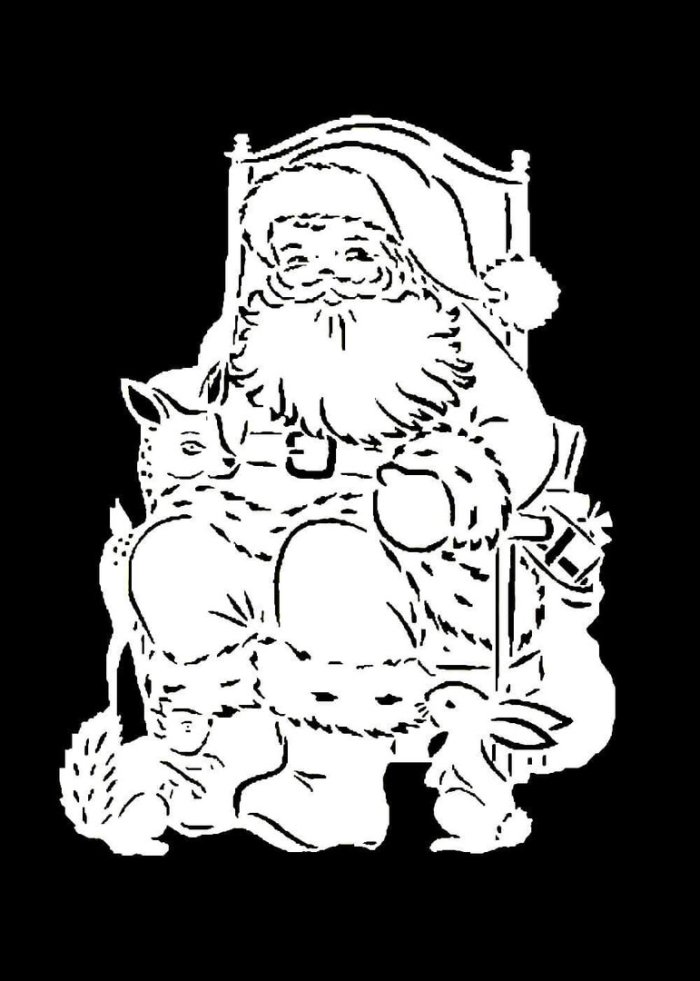 Трафарет Деда Мороза на окно