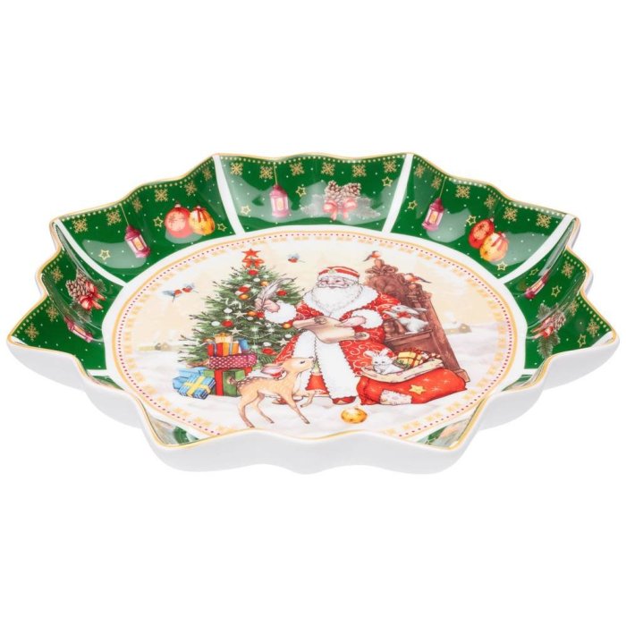 Блюдо Лефард дед Мороз зеленое