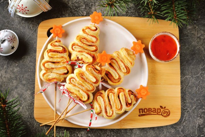 Идеи для канапе из слоеного теста на новый год
